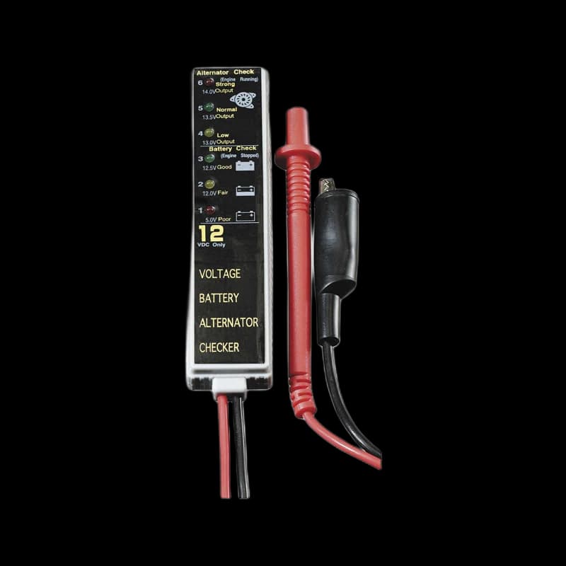Compact battery tester with alternator check and result display