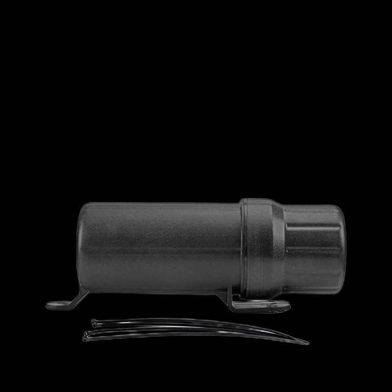 Quick-release motorcycle frame tool tube with water-resistant cap and mounting straps