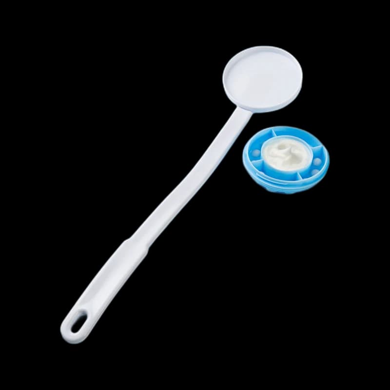 Long-handle lotion applicator with refillable reservoir