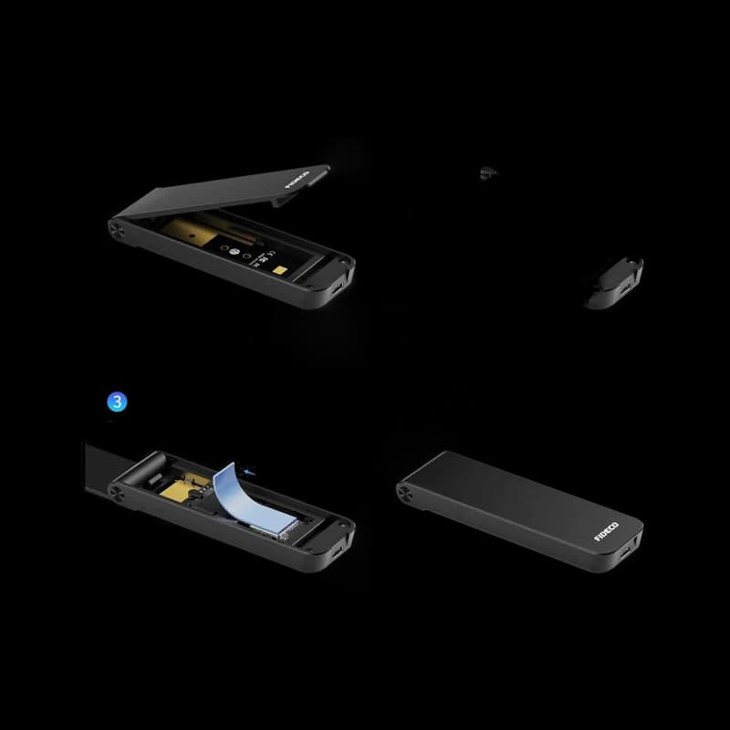 Tool-free NVMe SSD enclosure with thermal pad