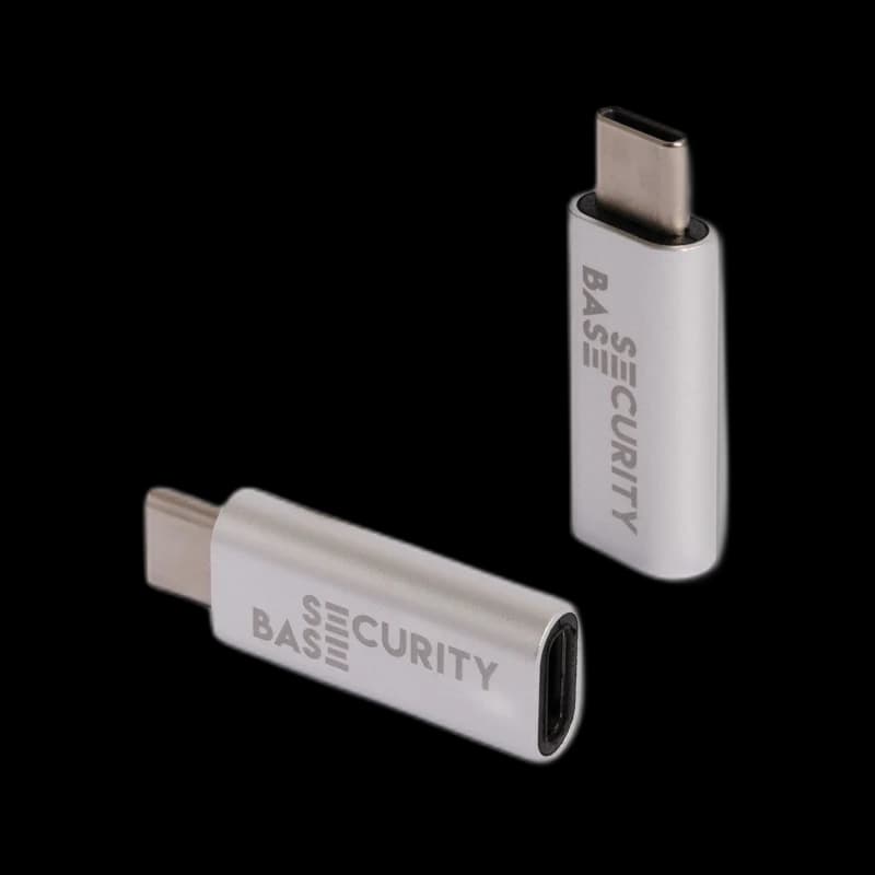 USB-C charge-only data blocker with bi-colour status light
