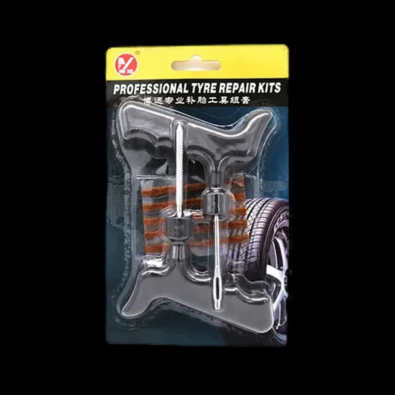 Professional tyre plug repair kit with T-handle tools