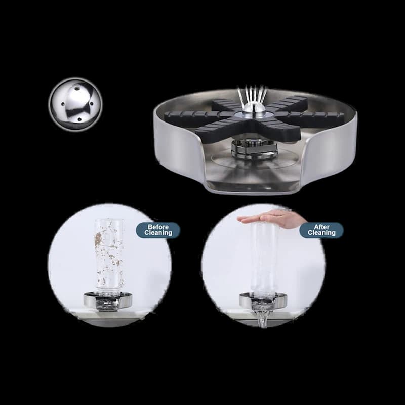 Pressure-rinse bottle washer with rotating jets